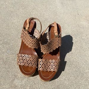 Tory Burch 
Beige/brown wedge heels
Size 7.5